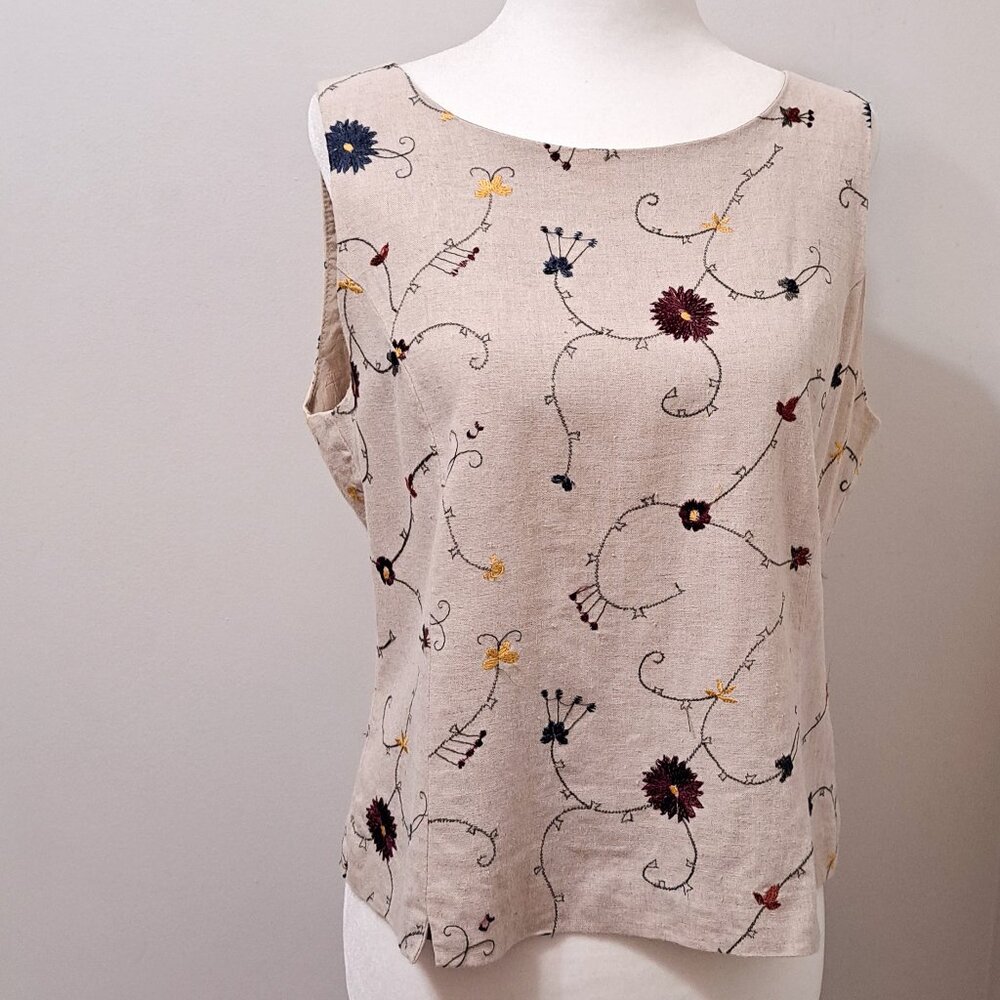 Embroidered Sleeveless Top with large back zipper